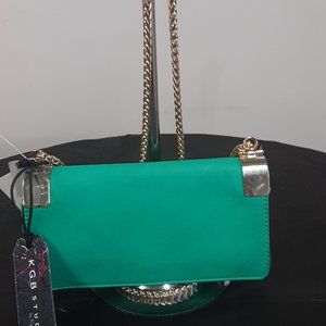 KGB Studio Green Purse with Gold Chain Strap